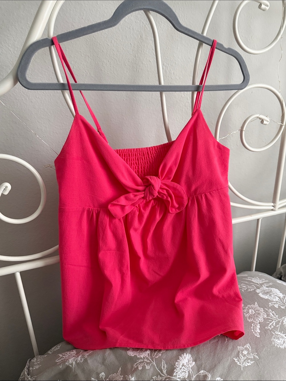 Trina Turk Hot Pink Tie-Front Spaghetti Strap Cami